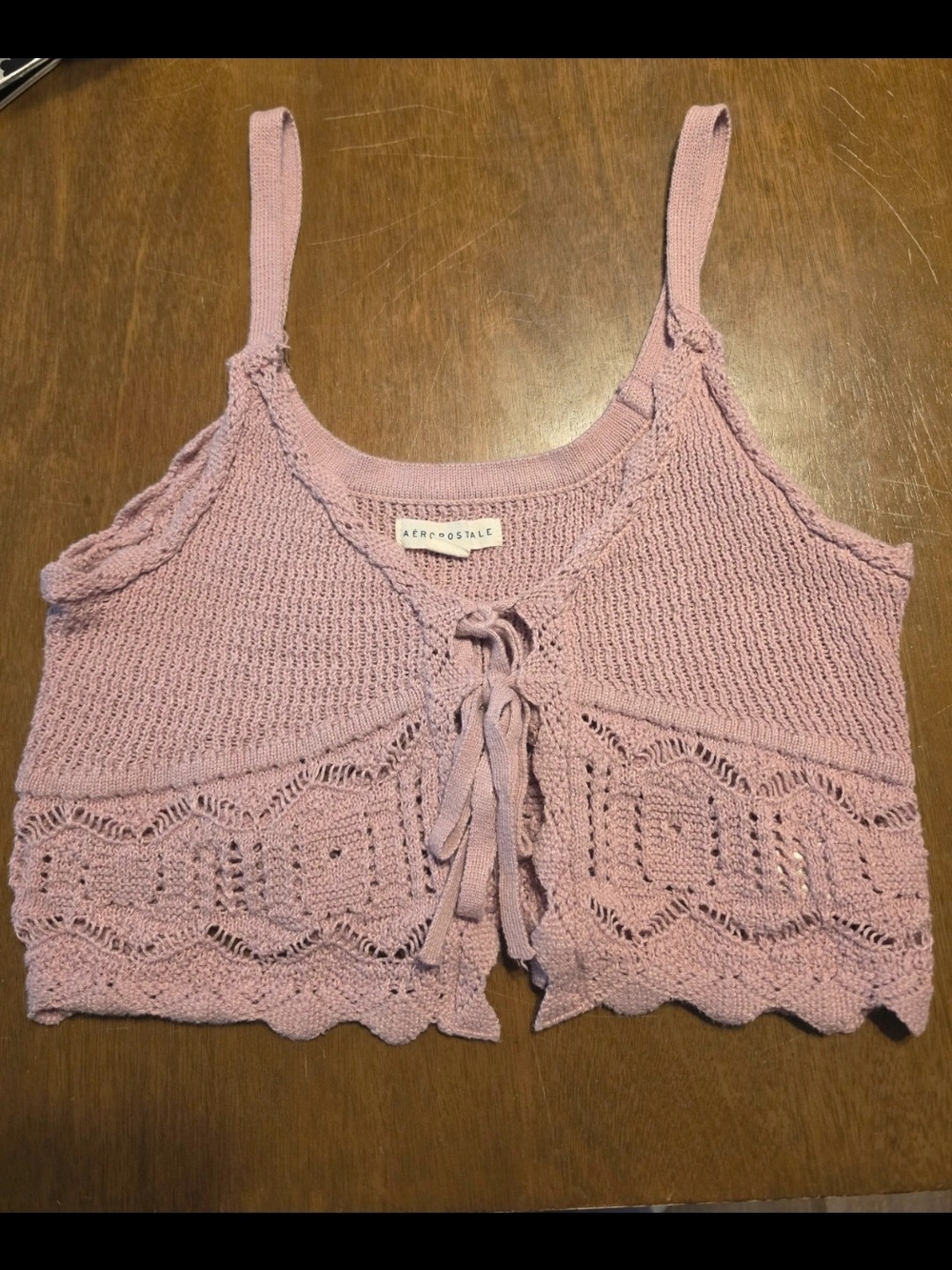 Aeropostale Light Lavender Knit Tie-Front Camisole
